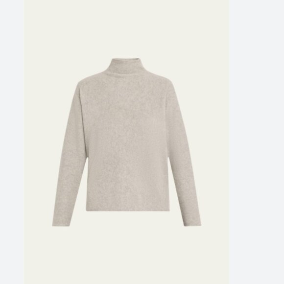 New Vince Plush Cashmere Funnel Neck Pullover Sweater in stone grey - Picture 6 of 9